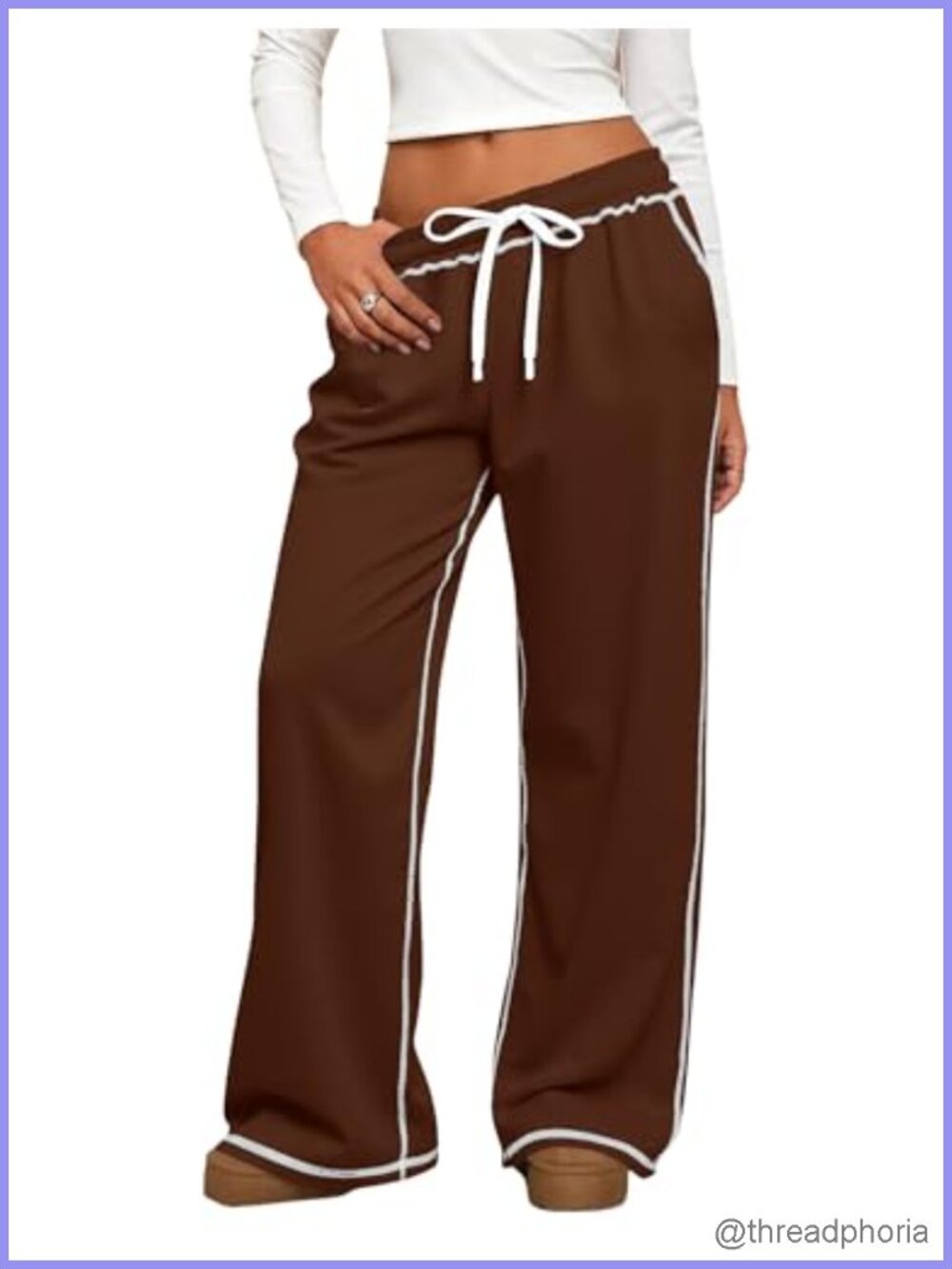 Women Wide Leg Baggy Sweatpants Low Rise Fleece Pants with Pockets